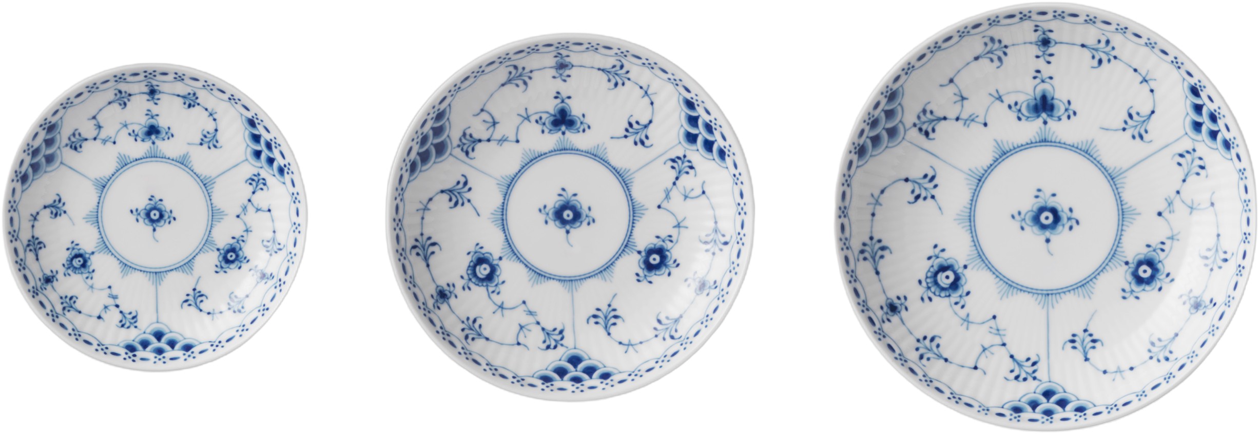 Musselmalet Halvblonde Skålsæt 3pak